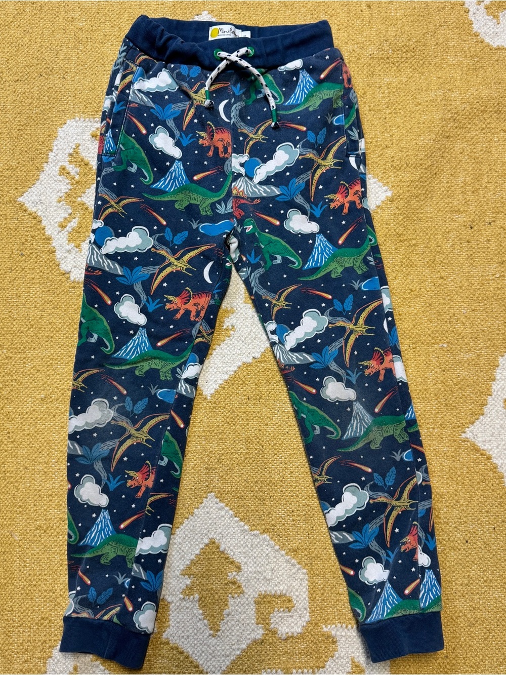 Mini Boden Navy Dinosaur Print Jogger Pants - 6Y